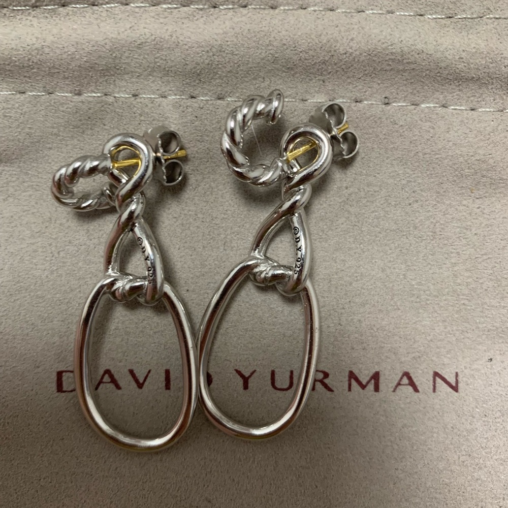 David Yurman Twisted Knot Drop Earrings in Silver